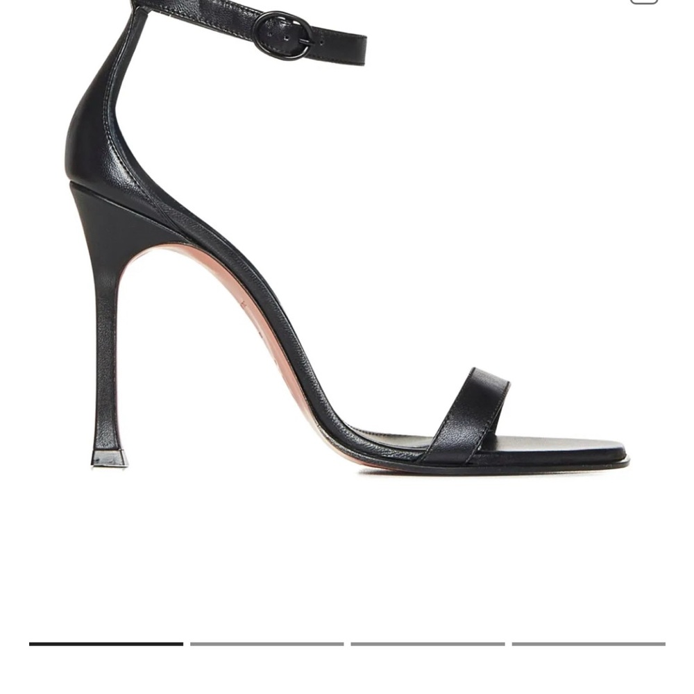 Amina Muaddi Black Ankle Strap Heels
